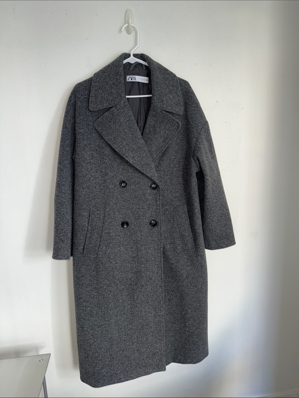 ZARA Double-Breasted Coat in Charcoal